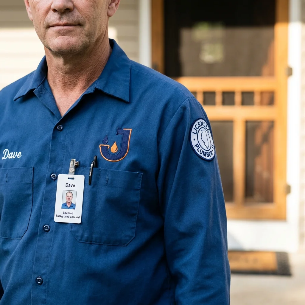 Licensed plumber showing ID badge in Edgerton, KS